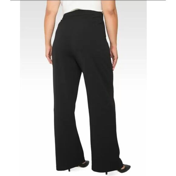 Standards & Practices Erica Pintuck Crepe Wide Leg Trouser Dress Pants, Plus 22 - Picture 4 of 11